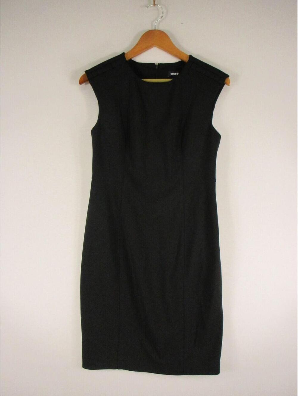 DKNY Dress Womens 8 Black Sleeveless Sheath Career Work Pencil Dress Zip Back